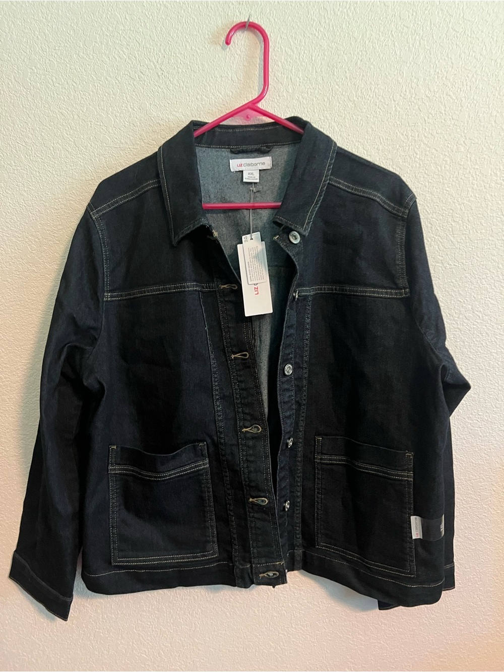 NWT Liz Claiborne Black Denim Jacket with Patch Pockets XXL - Picture 3 of 10